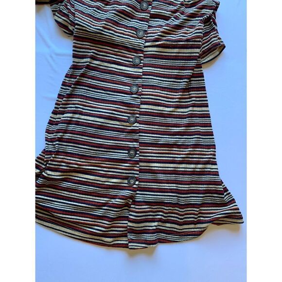 Striped Ribbed Button Front Dress - Picture 4 of 4